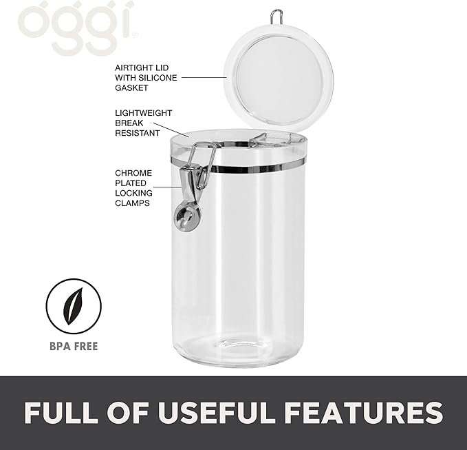 OGGI 150 oz & 72 oz Clear Canister Set - Airtight Food Storage Containers