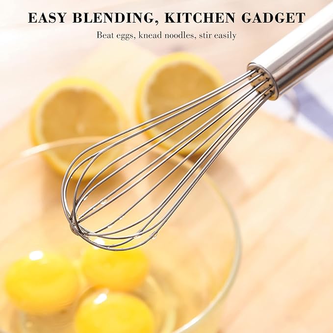 NileHome Stainless Steel Whisk 10" Kitchen Whisk Wisking Tool Kitchen Wisk Wire Whisks for Cooking, Whisking, Blending, Beating, Stirring