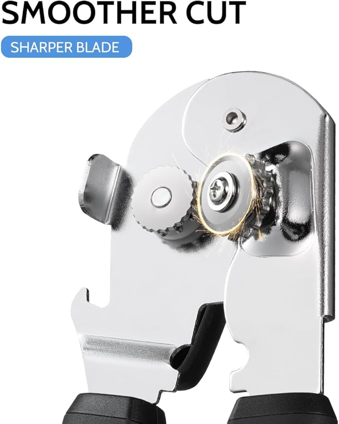 Sopito Can Opener Manual Magnetic Can Openers for Seniors Heavy Duty with Sharp Stainless Steel Blade, Black