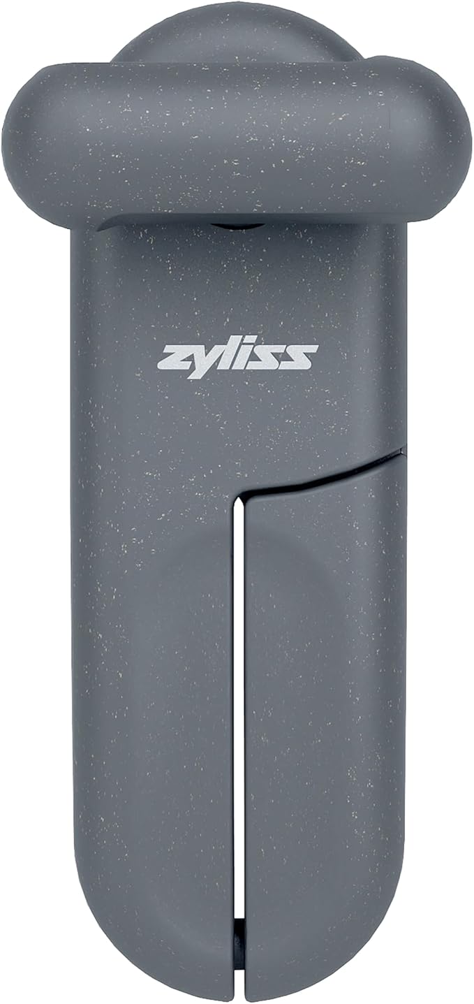 Zyliss MagiCan Manual Can Opener – Ergonomic Gray Handle with Lid-Release for Hands-Free Disposal – Stainless Steel Cutting Wheel, Compact Design, Left or Right-Hand Use – 5-Year Guarantee