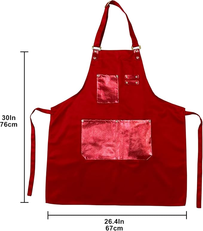 Barista Tools Apron for Women Hairstylists Servers Waterproof Canvas Kitchen Apron with 3 Pockets for Cooking Gardening