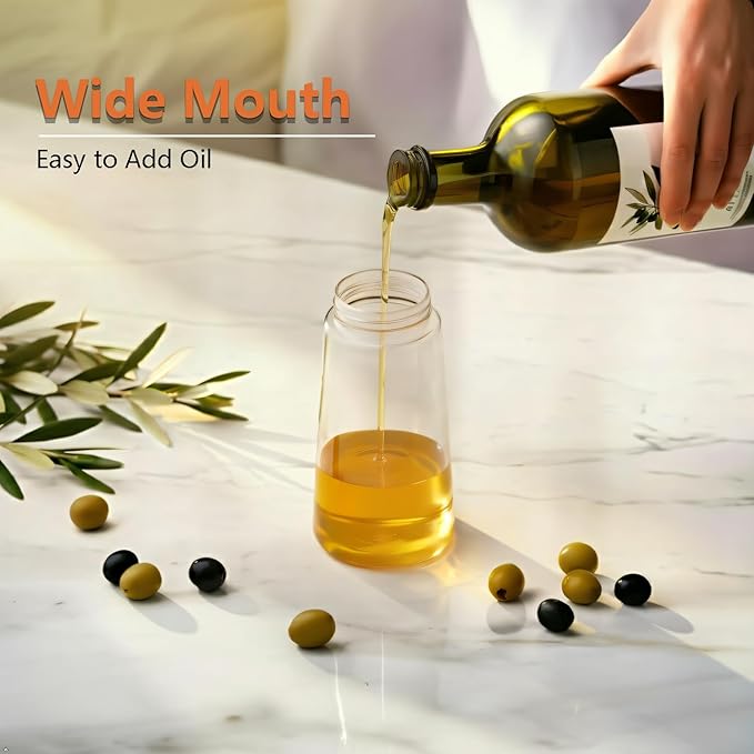 Aovdy Oil Sprayer for Cooking 16oz,2 in 1 Olive Oil Dispenser and Oil Sprayer - 470ml Olive Bottle Spray and Pour - Glass Oil Dispenser for Kitchen Cooking Salad BBQ (2PCS-Black & Green)