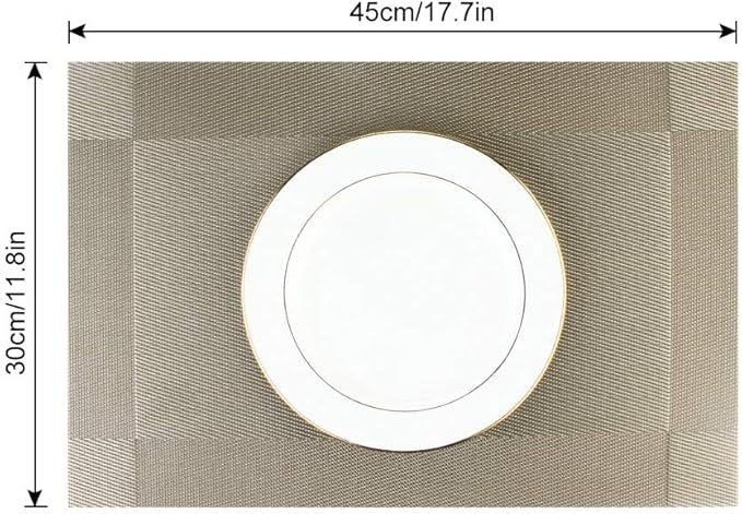 DACHUI Heat-Resistant Placemats Stain Resistant Anti-Skid Washable PVC Table Mats Woven Vinyl Placemats (4pcs, Coffee-Cross)