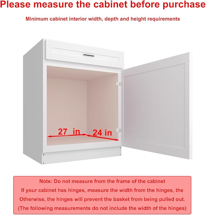 2 Tier Pull Out Cabinet Organizer, 26" W x 21" D Heavy-Duty Metal Sliding Drawer Shelf for Kitchen Cabinets, Chrome, Doesn't Include Door Fittings
