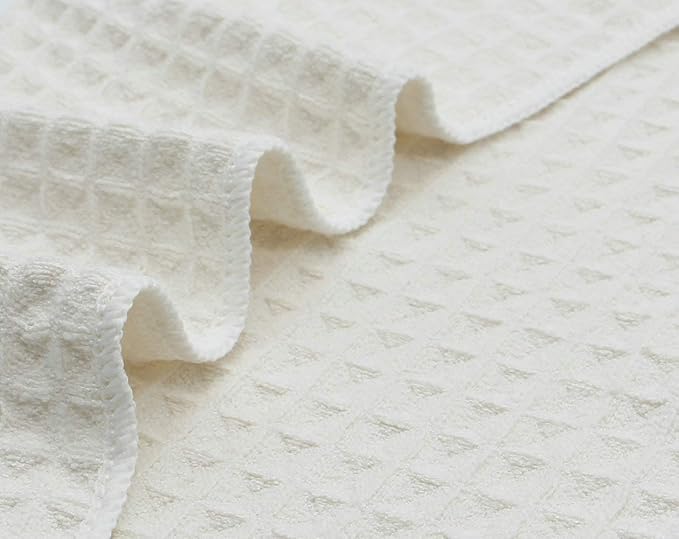 Waffle Weave Kitchen Drying Towels - Thick Microfiber, Absorbent, Lint Free 16Inch x 24Inch 3 Pack Beige