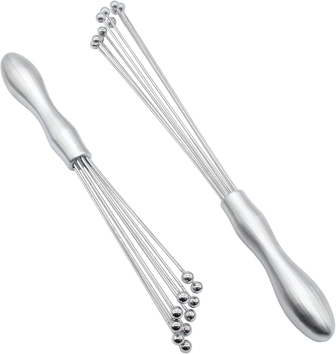 Hitefu 2PCS Stainless Steel Ball Whisk, 10 Inch & 12 Inch Wire Egg Whisk, Manual Egg Beaters Mixer Whisk for Cooking Cream Sauces Blending Stirring