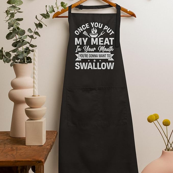 SANDJEST Men's Aprons with Pockets - Funny Aprons for Men BBQ, Kitchen, Cooking - Gifts for Birthday, Birthday