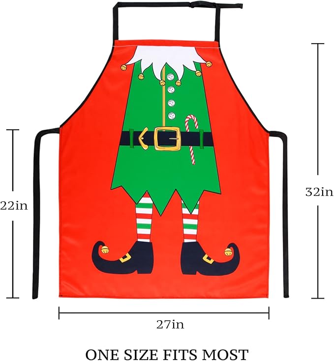 RosieLily Christmas Apron for Women - Elf, Santa, Holiday, Cute, Kitchen, Cooking, Gardening, Grilling, BBQ, Adult, Xmas, Fun, Claus Red Christmas Gifts