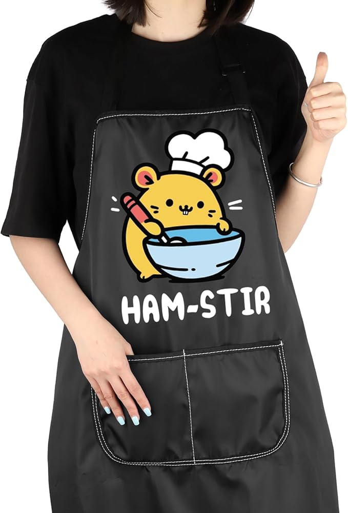 VAMSII Cooking Apron with Pockets Girls Chef Apron BBQ Baking Kitchen Apron for Girl Just a Girl Who Loves Cooking and Baking