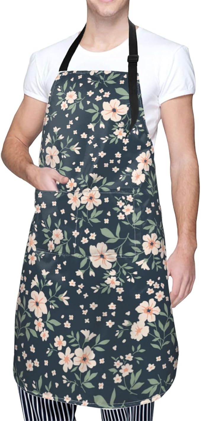Perinsto Waterproof Apron With 2 Pockets Kitchen Chef Aprons Bibs For Cooking Baking Painting Gardening Grooming