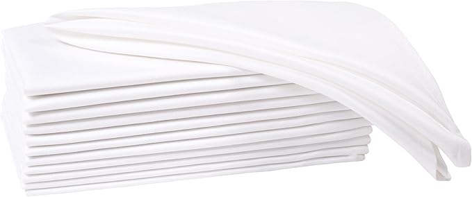 Hemmed Edge Cloth Dinner Napkins Set of 4 18x18 Inches - White, Soft Decorative Premium Dinning Table Linen Napkin Ideal for Kitchen, Spring, Easter | Washable Polyester Fibre Napkin for Home Décor