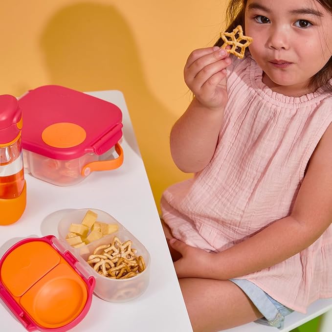 b.box Snack Box - Leakproof Mini Bento Box for Kids & Toddlers, 2 Compartment Snack Containers for Kids, Lunch Containers, Dishwasher Safe, BPA Free, PFAS Free, Ages 4m+, 1 3/4 Cup - Midnight