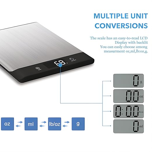 Smart Food Scale for Kitchen,Digital Food Scale with Nutritional Calculator, 24 Nutrients Tracking for Weight Loss, Connect to Smartphone App Android and iOS, Stainless Steel 11lb max