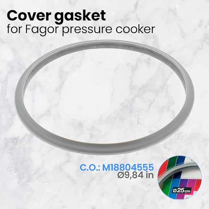 Anakel Home Fagor Pressure Cooker Rubber Replacement M18804554 Compatible with Fagor Pressure Cooker with Interior Diameter of 9.84 inches | Silicone, Ø9.84 in, Gray