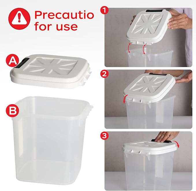 LivLab Mker 5 lbs Dog Food Storage Container with Lids Airtight Pet Food Container Cat Treat Container, Dry Pet Food Storage Bin for Cereal, Birds, Rice and Grain(6 lbs), White