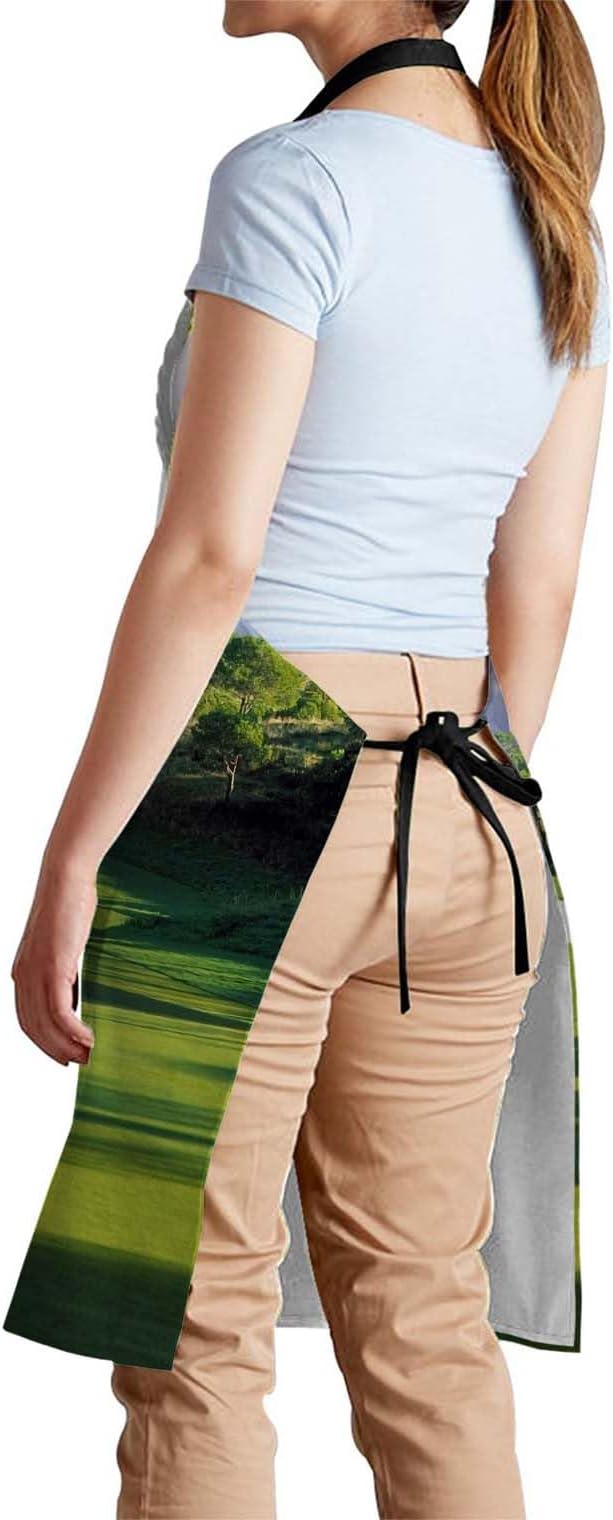 oFloral Golf Course Apron Unisex Adjustable Bib Apron Cooking Kitchen Chef Women Men Aprons for Home Kitchen, Restaurant,Coffee House,Shop,Garden