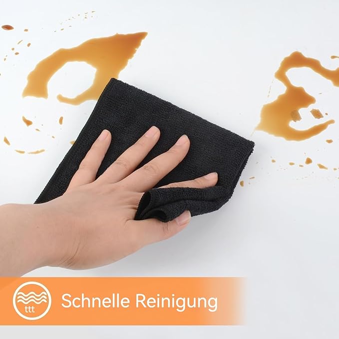KinHwa Kitchen Washcloths for Dishes Absorbent Microfiber Dish Cloths Quick Dry Dish Rags with Poly Scour Scrub Side Ideal for Kitchen Cleaning (Black, 12inchx12inch 10 Pack)