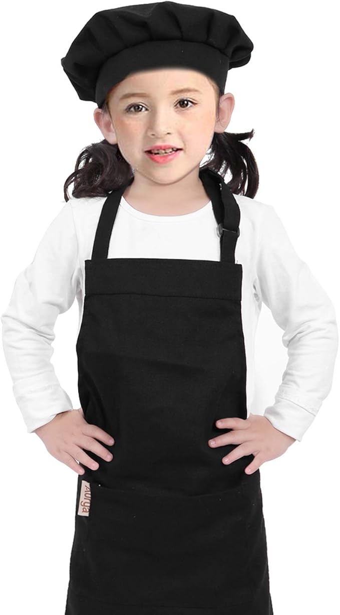 Adjustable Apron and Chef Hat Set for Cooking and Baking