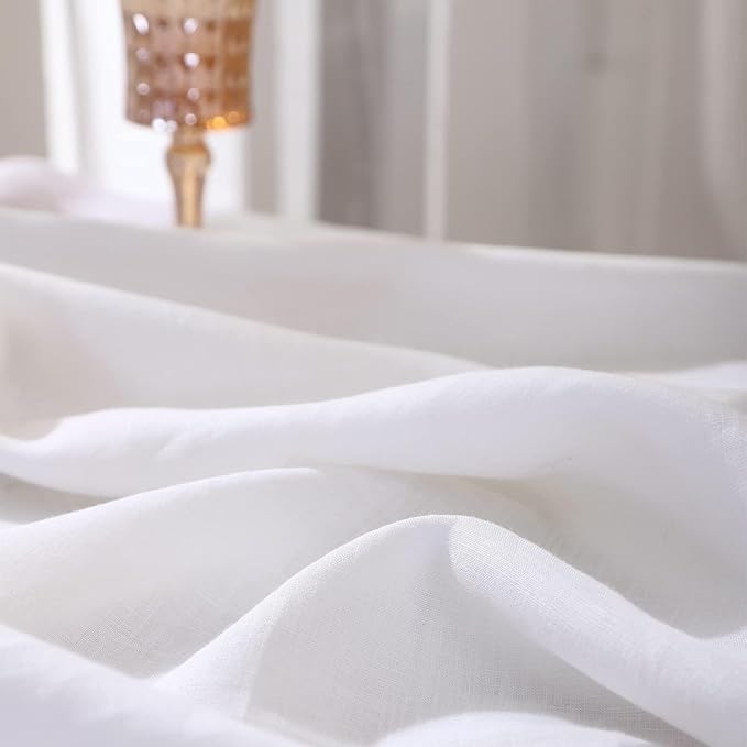 Simple&Opulence Textured Tablecloth 100% Linen Table Cloth, Kitchen Dinning Tabletop Decoration, for Outdoor and Indoor Use (Basic White, 54"×72")