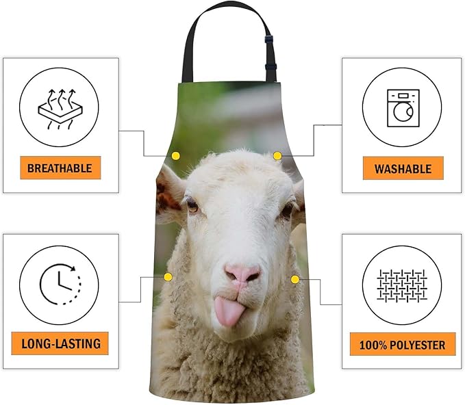 oFloral Funny Sheep Apron Unisex Adjustable Bib Apron Cooking Kitchen Chef Women Men Aprons for Home Kitchen, Restaurant,Coffee House,Shop,Garden