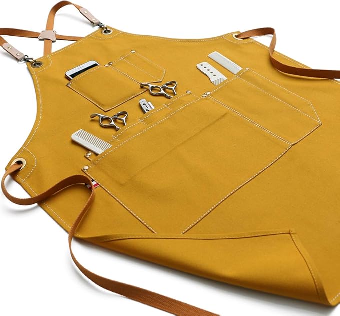 Jeanerlor Work Apron Durable Tool Aprons for Women and Men Cross-Back Straps