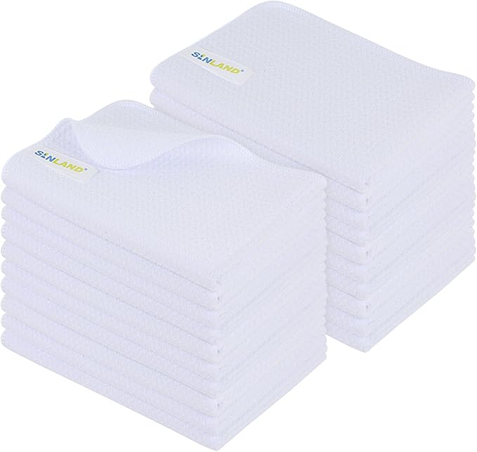 SINLAND Kitchen Towel Premium Sublimation Blank Towels Fast Drying Tea Towel Polyester Dish Towels for Drying Dishes16 Inch X 24 Inch 20 Pack