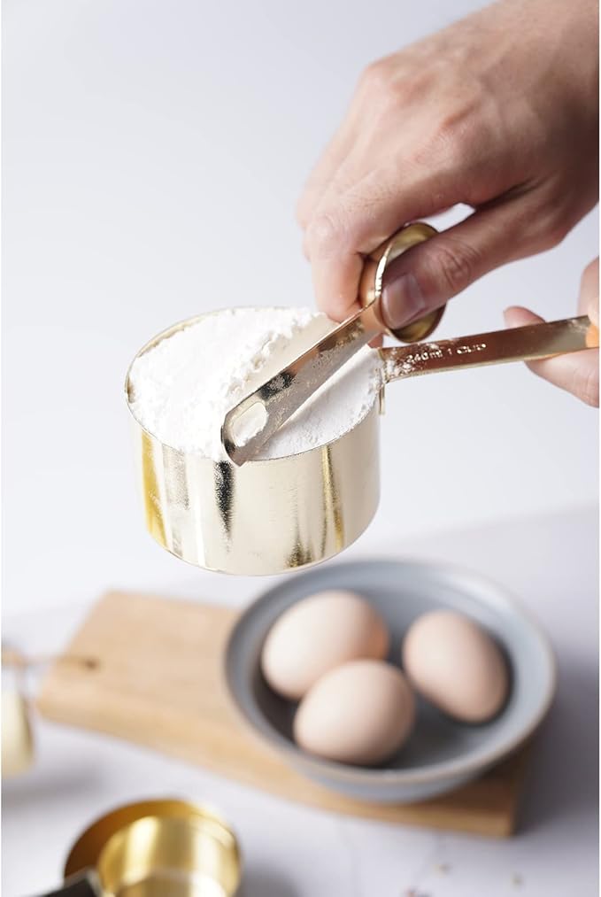 Gold Measuring Cups & Spoons Set of 16, Heavy Duty Stainless Steel Measuring Cups Measuring Spoons for Measuring Dry Liquid Ingredients for Baking Cooking, Gold Kitchen Accessories Gift