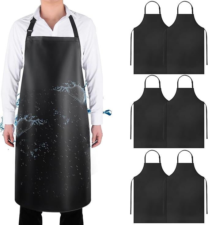 Gotega Waterproof Rubber Vinyl Apron Adjustable Dishwasher Apron - Apron for Women Men Heavy Duty Work Apron