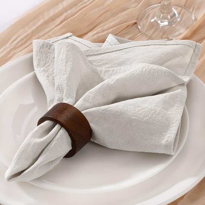 MLMW Linen Cloth Napkins Set of 8 Boho Natural Spring Easter Napkins Cloth Washable Bulk Dinner Napkins 16"×16" for Rustic Wedding Party Baby Bridal Shower Birthday Table Decor