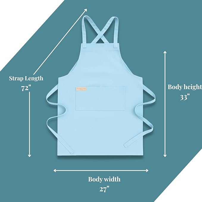 Professional Work Apron for Men & Women – 100% Cotton with waterproof Membrane, Cross Back Straps