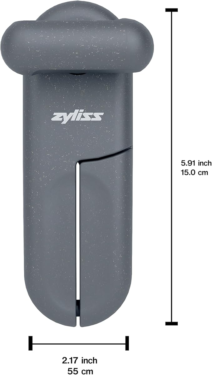 Zyliss MagiCan Manual Can Opener – Ergonomic Gray Handle with Lid-Release for Hands-Free Disposal – Stainless Steel Cutting Wheel, Compact Design, Left or Right-Hand Use – 5-Year Guarantee