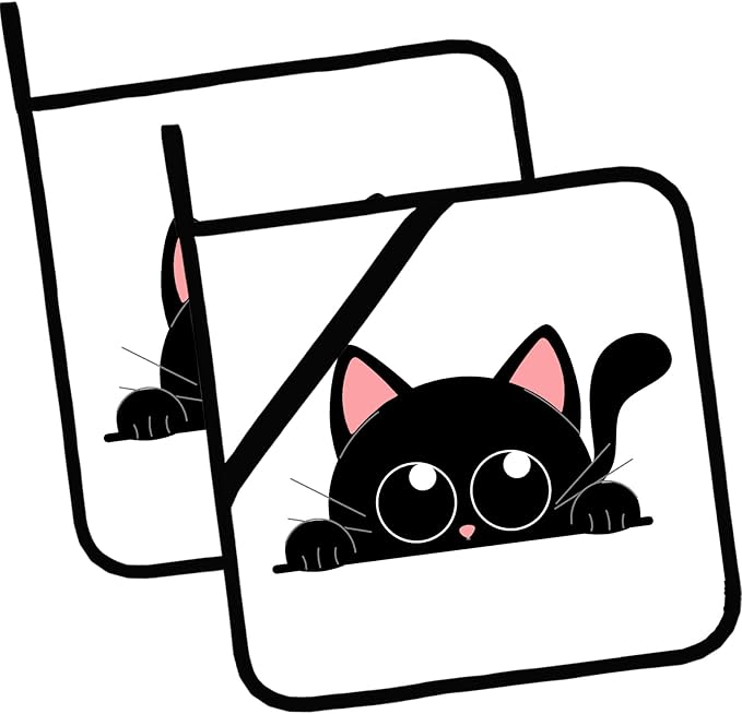 Cute Black Cat Pot Holders Set of 2,Kitchen Heat Resistant Potholder for BBQ Cooking Baking,Food Hot Pad for Women Men