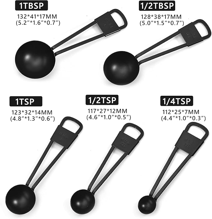 9PCS Black Stainless Steel Measuring Cups and Spoons Set, Heavy Duty Measuring Cup Set