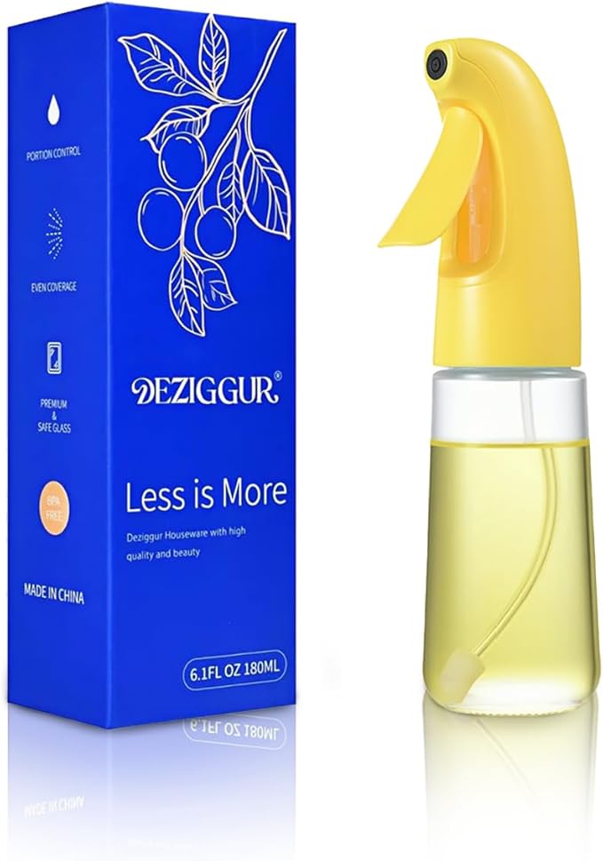 Oil Sprayer for Cooking, Olive Oil Sprayer Mister, Olive Oil Spray Bottle for Cooking, Salads, BBQs and More (Yellow)