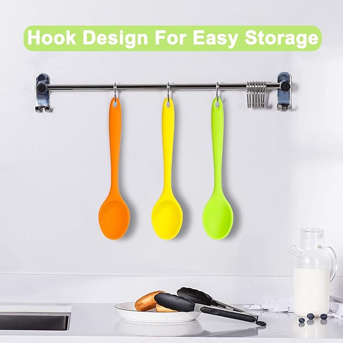 Beieverluck 12 Pack Large Silicone Cooking Spoons 10.8'' Heat Resistant Kitchen Spoons for Cooking Silicone Serving Stirring Mixing Spoons, 6 Colors