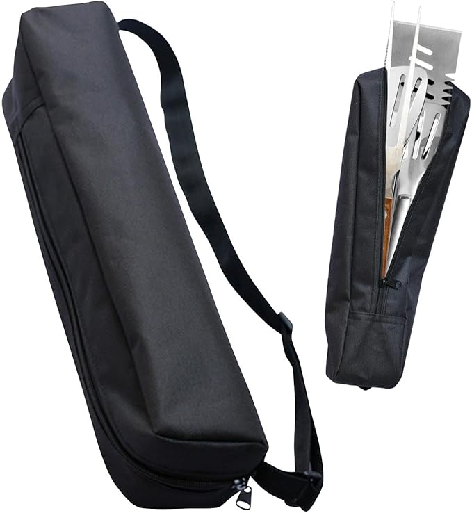 Grill Storage Bag, Oxford Cloth BBQ Tools Carry Bag, Waterproof Grill Utensil Accessory Storage Bag, Grill Utensil Holder Pouch for Camping Picnic Barbecue(size:57 x 10 x 10cm)