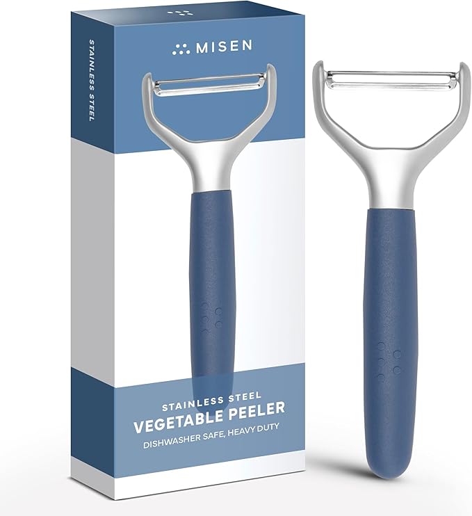 Misen Stainless Steel Vegetable Peeler - Dishwasher Safe Y Peeler - Easy to Use with Potatoes, Cabbage, Carrots, and More - Progessional Grade Kitchen Tool - Blue