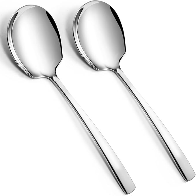 Large Serving Spoons Set Stainless Steel 12 Inch Serving Utensils for Buffet Catering Dishwasher Safe(2-pieces, Silver)
