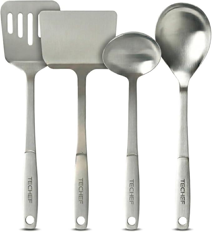 ChefCore Stainless Steel Solid Turner Spatula, Made in Korea (4-Piece Set)