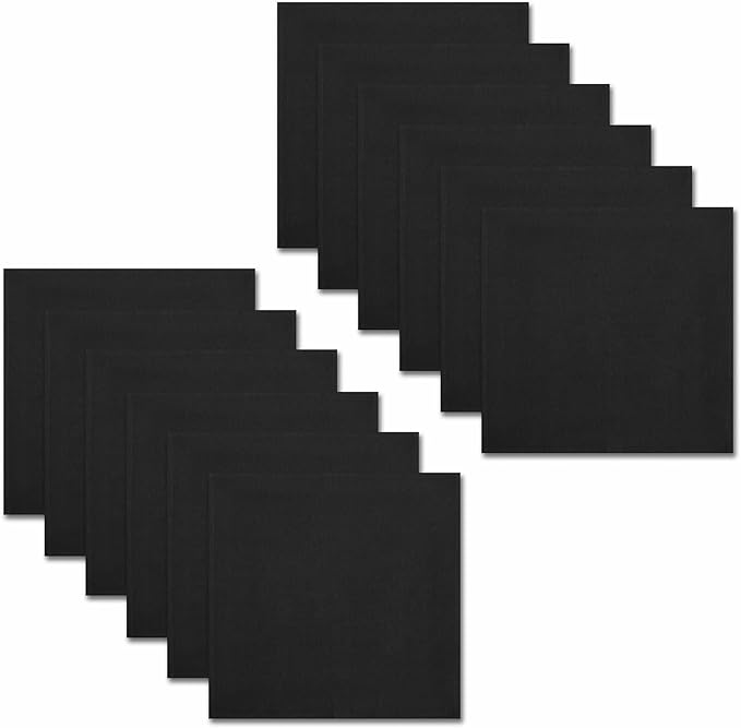 COTTON CRAFT Cloth Napkins - Set of 12 Solid Color Cotton Everyday Lunch Dinner Napkin - Halloween Fall Christmas Holiday Birthday Party Gift Soft Washable Reusable Napkin - Oversized 20 x 20 - Black