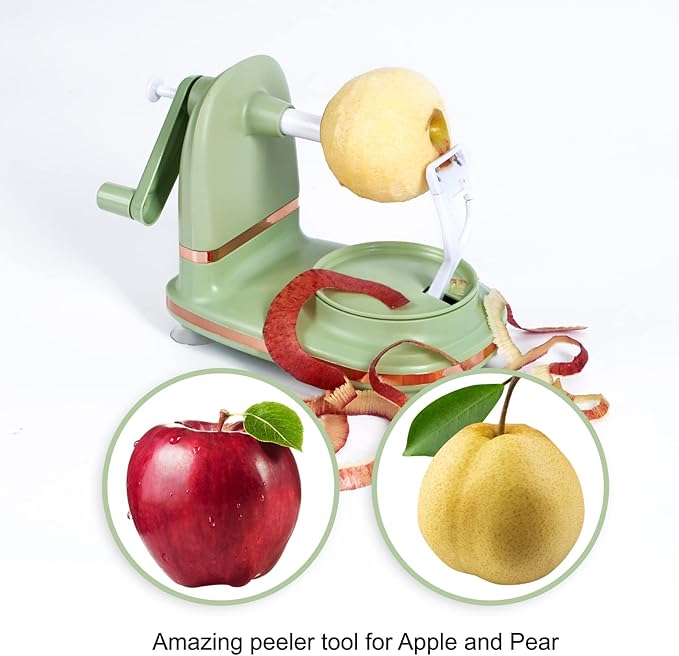 Soft Home Upgraded Plastic Apple Peeler, Pear Peeler and Apple Slicer Corer with Stainless Steel Blades(one backup blade included)