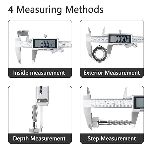 Electronic Digital Vernier Caliper, LOUISWARE Stainless Steel Caliper 150mm/0-6 inch Measuring Tools with Extra-Large LCD Screen, inch/Metric Conversion
