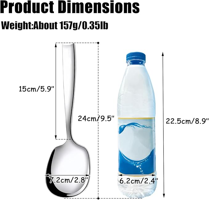 Large Buffet Serving Spoons,Heavy Duty 9.5X2.8 inches 316L Stainless Steel Serving Spoons Pack of 2,Silver
