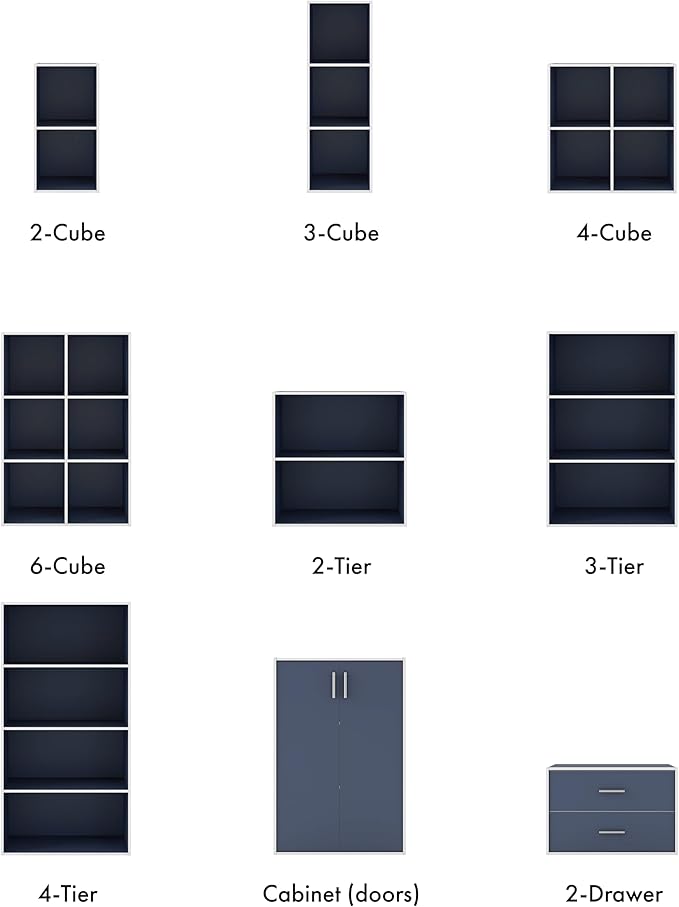 Homes: Inside + Out Apexa 2-Drawer Wooden Stackable Storage Drawers, Small Food Pantry Cabinet, Cajonera De Madera, Underbed Drawer Dorm Teen Room Decor & Bedroom, Home Office, Kitchen, Steel Blue