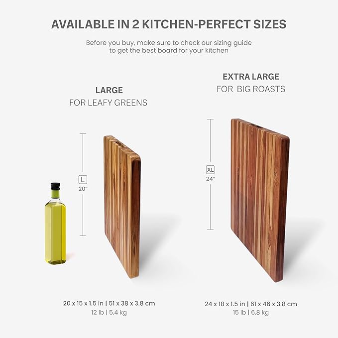 Teakhaus Cutting Board - Large (L) Wood Cutting Board with Grip Handles - Holiday Gift Ideas for Men and Women - Gift-Ready, Reversible, Edge Grain Wood, Knife Friendly - FSC Certified