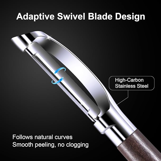 Premium Vegetable Peeler, Stainless Steel Potato Peeler with Ergonomic Wood Handle, Sharp Veggie Peeler for Potatoes, Carrots, Fruits & Cabbage, Professional Peeler for Kitchen (I Shape)