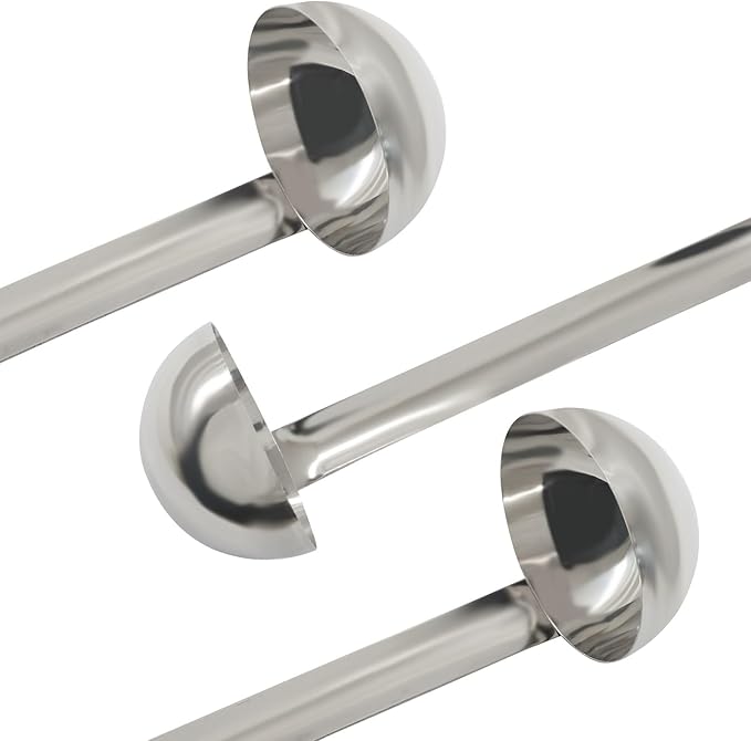 8 Oz Stainless Steel Ladle, 3 Pcs Sturdy Soup Ladle, 15" Long Handle Length for Stirring, Portioning and Serving Soup and Stew in Restaurants and Home (3.9" Bowl Diameter）