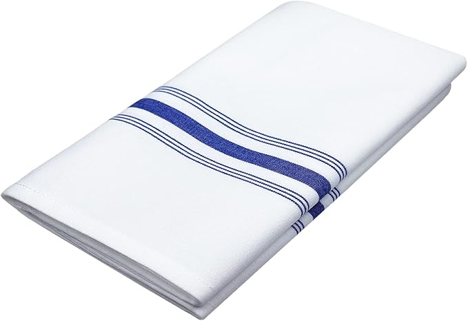 Bistro Restaurant Stripe Cloth Napkins Set of 12 Pack, Commercial Quality 18 x 22 Inches, MJS Linen Dinner Napkins Cloth Washable, Non-Iron, No Fade, Soil Release, Royal Blue Stripes