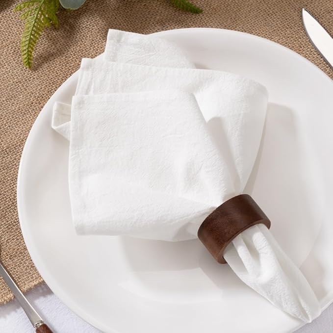 MLMW White Cloth Napkins Set of 8 Spring Easter Cotton Linen Napkins Cloth Bulk Washable Dinner Napkins 16"×16" for Wedding Party Baby Bridal Shower Birthday Table Decor