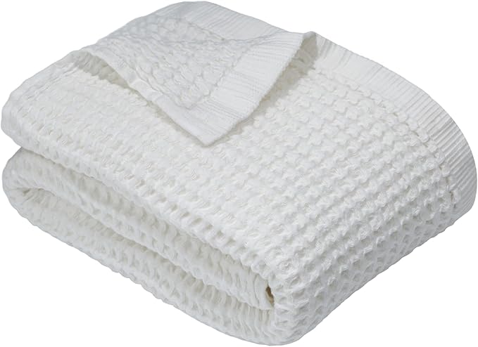DEMMEX Organic Cotton Waffle Weave Turkish Bath Towel - Ultra Soft Lightweight Quick Dry, Oeko-Tex Certified, 100% Turkish Cotton (Crisp White, Large (60x30))